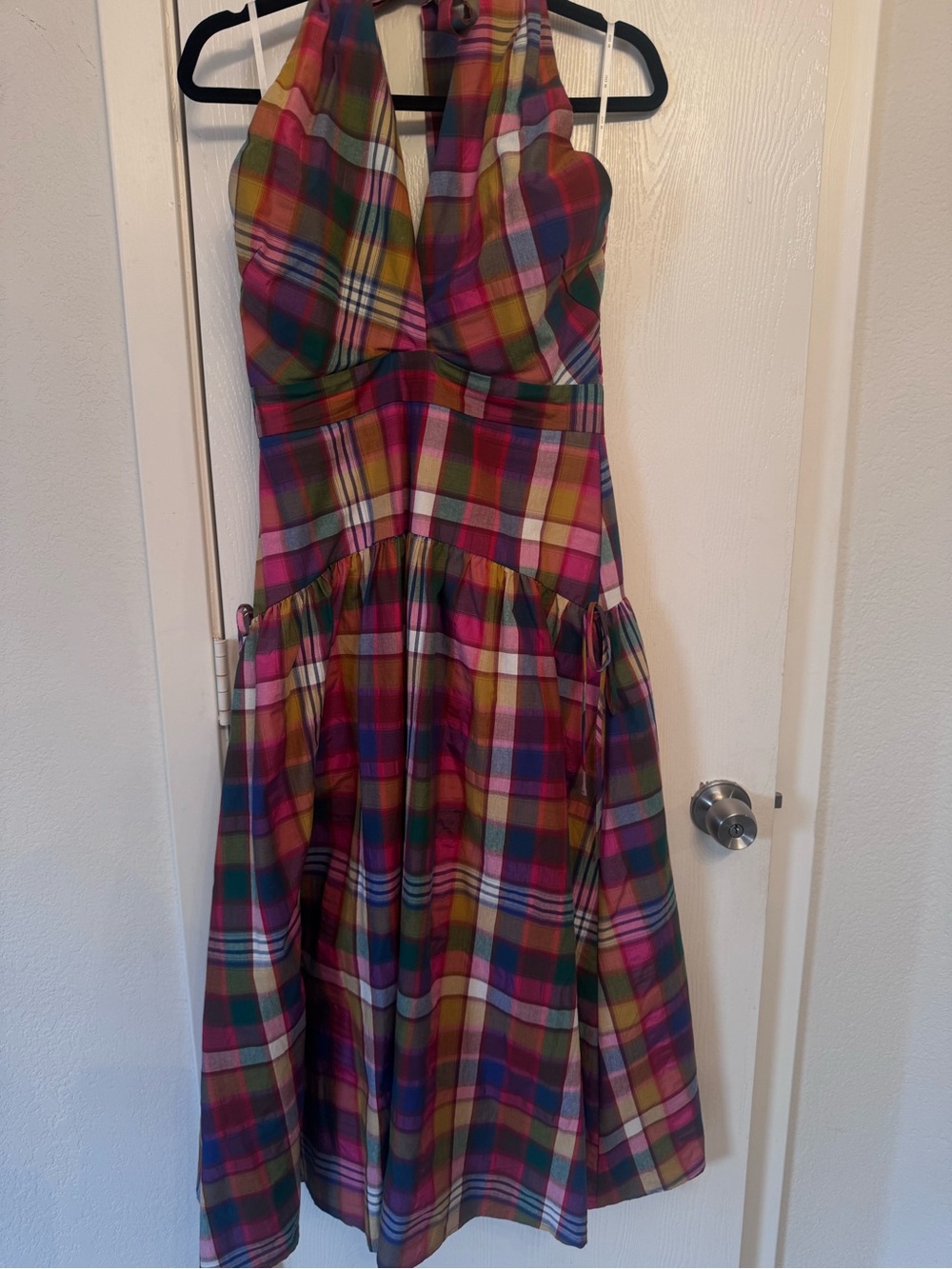 Lulus Pink Multi Cross Front Halter Dress M